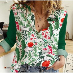 Custom Personalised Rabbitohs Poppy Flowers Field Women Casual Shirt
