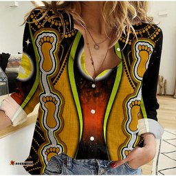 Custom Personalised Australian Aboriginal Flags Symbolic Meaning Yellow Women Casual Shirt