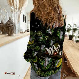 Custom Personalised Australia Women Casual Shirt Aboriginal Golden Wattle Mix Koala and Sydney Opera House
