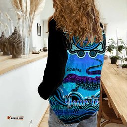 Personalised Australia Capricorn Goanna Zodiac Women Casual Shirt Auz Astrology Aboriginal - Aqua