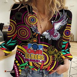 Sea Eagles Rugby Aboriginal Art Women Casual Shirt NAIDOC Indigenous Tribal