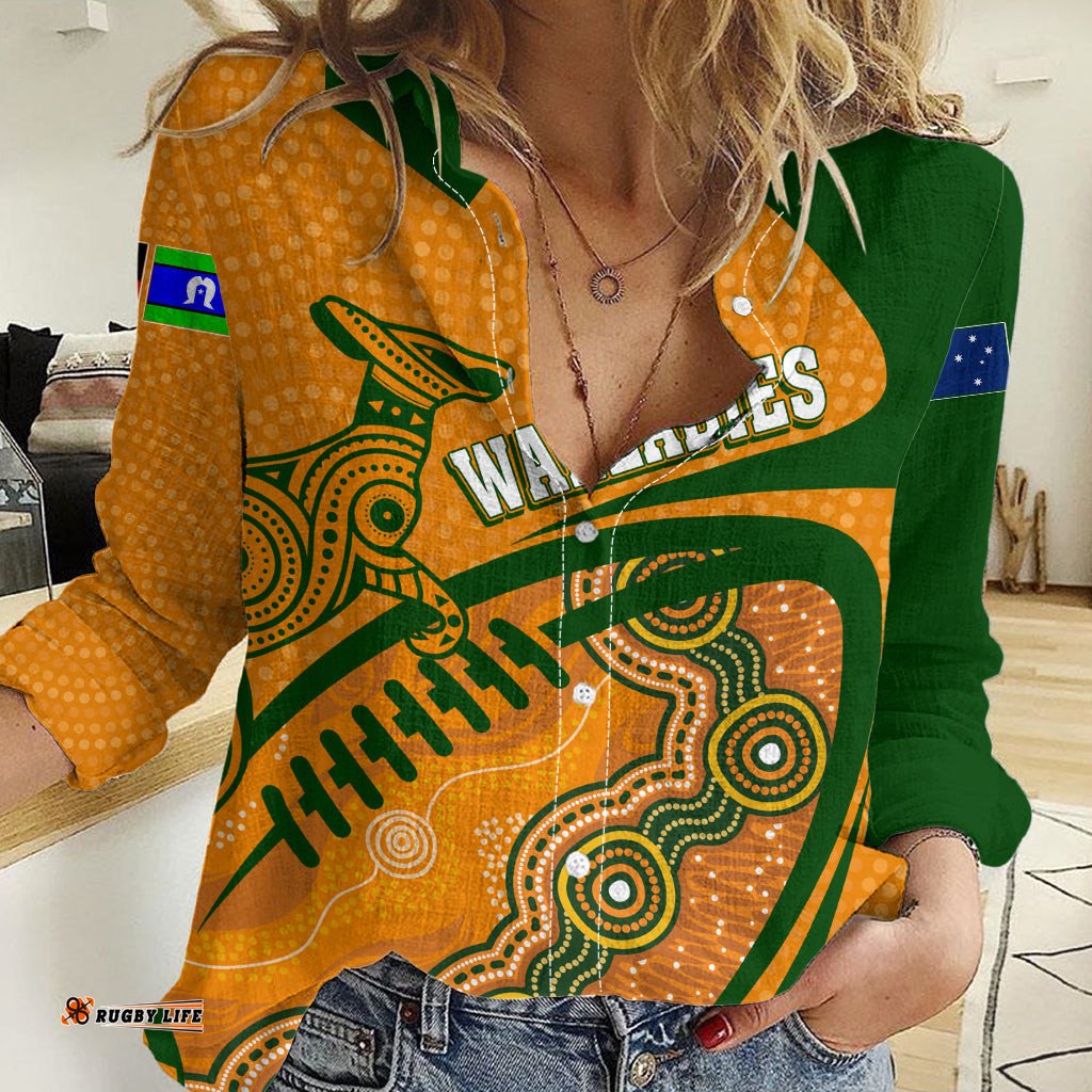 Personalised Aussie Wallabies Women Casual Shirt Rugby World Cup Indigenous
