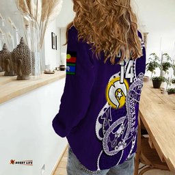 Custom Text And Number Fremantle Football NAIDOC 2023 Women Casual Shirt Dockers For Our Elders Indigenous Art