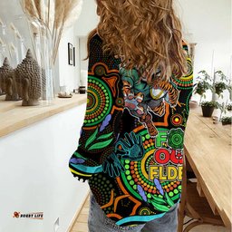 Tigers Rugby Aboriginal Art Women Casual Shirt NAIDOC Indigenous Tribal