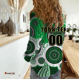 Custom Personalised And Number Raiders NRL Women Casual Shirt Aboriginal Patterns