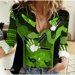 Women Casual Shirt Aboriginal Australian Boomerang and Snake Indigenous Art Ver.03