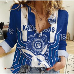 Melbourne Football Women Casual Shirt North Kangaroos 1869 Aboriginal Art