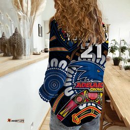 Custom Personalised Adelaide Crows Football Women Casual Shirt Boomerang Indigenous Dots