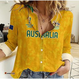 Custom Text and Number Australia Soccer Women Casual Shirt World Cup Football 2022 Socceroos with Kangaroos