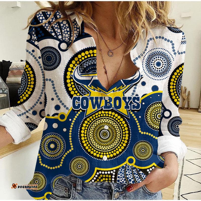 Custom Personalised And Number Cowboys Rugby Casual Shirt Aboriginal