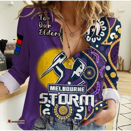 Custom Text And Number Storm Rugby NAIDOC 2023 Women Casual Shirt For Our Elders Aboriginal