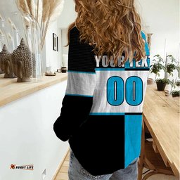 Custom Text And Number NRL Sharks Women Casual Shirt Mix Jersey