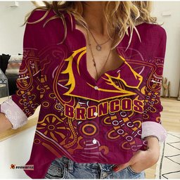 Custom Personalised Brisbane Broncos Rugby Indigenous Women Casual Shirt