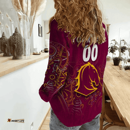 Custom Personalised Brisbane Broncos Rugby Indigenous Women Casual Shirt