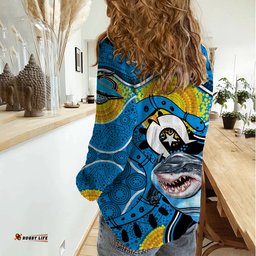 Sharks Mascot NRL Women Casual Shirt NAIDOC