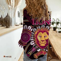 Brisbane Lions Football Women Casual Shirt Boomerang Indigenous Dots