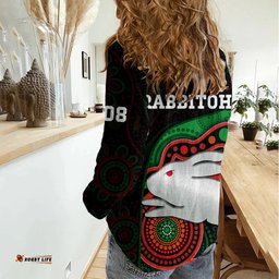 Rabbitohs Rugby Women Casual Shirt Go Souths Indigenous Art