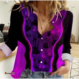 Custom Personalised Aboriginal Patterns Purple Style Women Casual Shirt