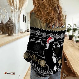 Collingwood Football Women Casual Shirt Magpies Indigenous Merry Christmas