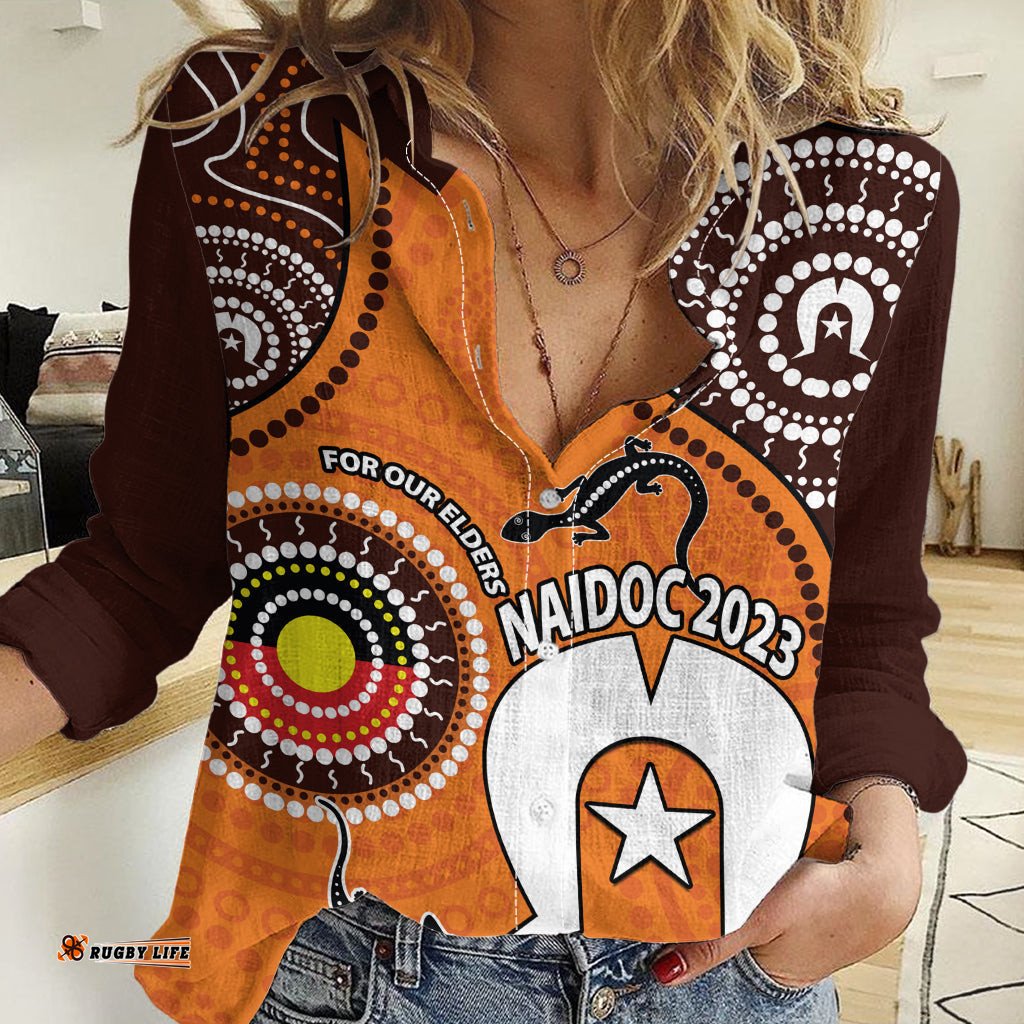 Custom Personalised 2023 NAIDOC Week Women Casual Shirt Lizard Aboriginal