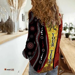 Custom Personalised Aboriginal Koori Dot Acrylic Paint and Dreamtime Dance Women Casual Shirt