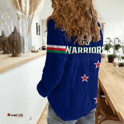 Warriors Rugby Women Casual Shirt New Zealand Sporty Blue Style