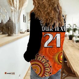 Custom Personalised Perth Scorchers Cricket Women Casual Shirt Aboriginal Double Boomerang