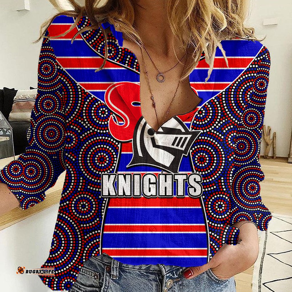 NRL - Knights Women Casual Shirt Mix Dot Aboriginal