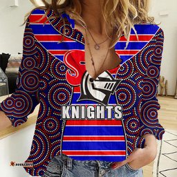NRL - Knights Women Casual Shirt Mix Dot Aboriginal