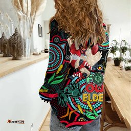 Swans Football Aboriginal Art Women Casual Shirt NAIDOC Indigenous Tribal