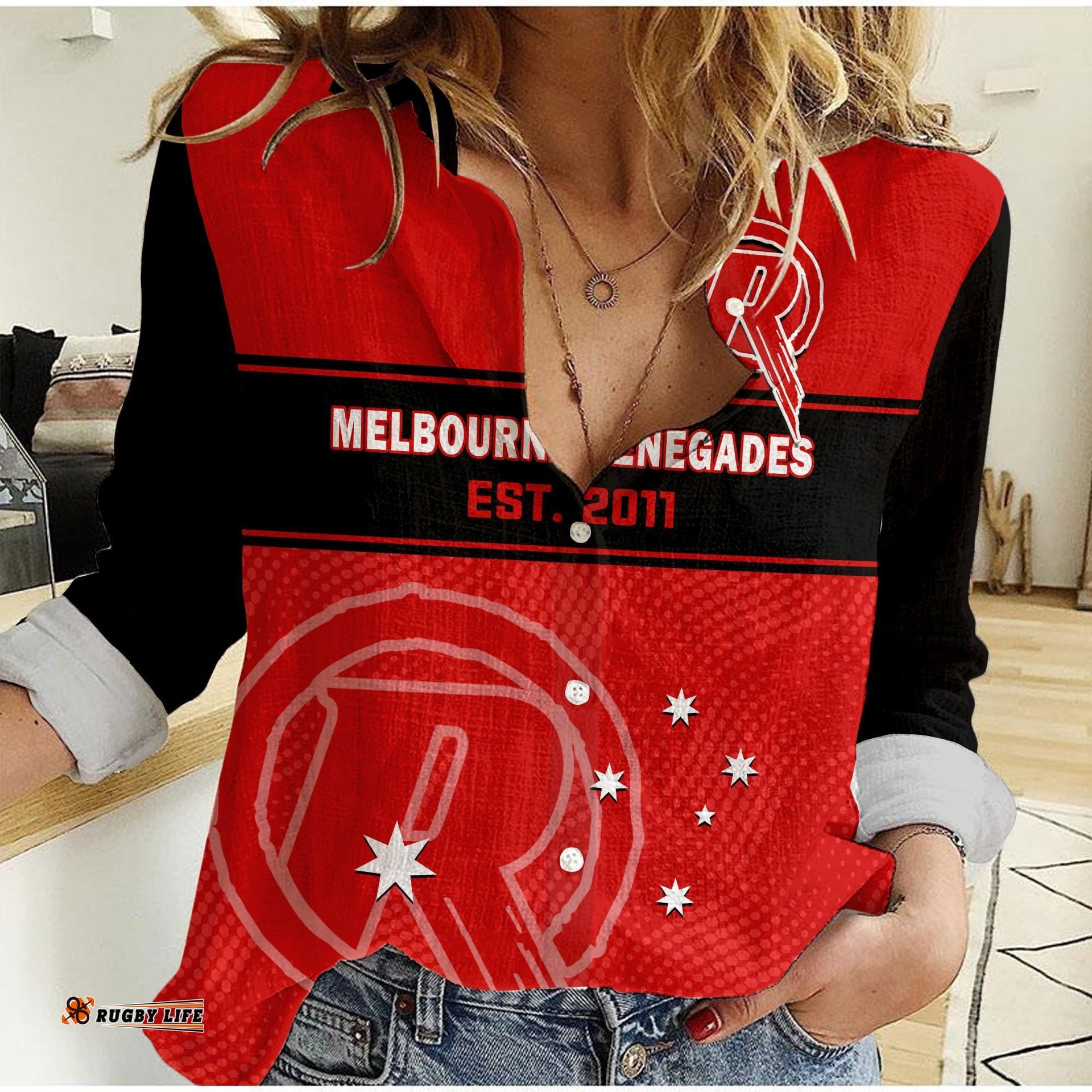 Melbourne Renegades Cricket Women Casual Shirt Est 2011 Sporty