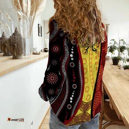 Aboriginal Koori Dot Acrylic Paint and Dreamtime Dance Women Casual Shirt