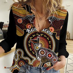 Personalised Australian Astrology Women Casual Shirt Aboriginal Kangaroo Zodiac Sign