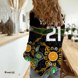 Custom Text And Number Matildas Australia Soccer Women Casual Shirt Aboriginal Dots Style