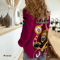 Brisbane Lions Football NAIDOC 2023 Women Casual Shirt For Our Elders Indigenous Art
