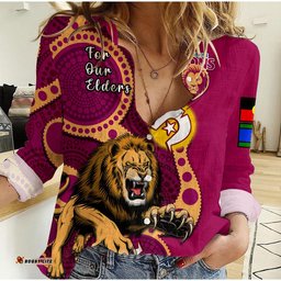 Brisbane Lions Football NAIDOC 2023 Women Casual Shirt For Our Elders Indigenous Art