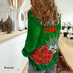 Custom Personalised Rabbitohs ANZAC Day Women Casual Shirt South Sydney Camouflage Mix Aboriginal