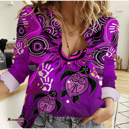 NAIDOC Week 2022 Aboriginal Turtle Lizard Sun Women Casual Shirt