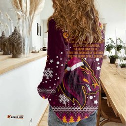 Broncos Rugby Women Casual Shirt Heart Of All Queenland 2023 Christmas Vibe Unique