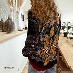 Custom Personalised Australia Valentine Women Casual Shirt Aboriginal Couple Lizards MY LOVE