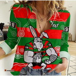 Custom Personalised Rabbitohs Women Casual Shirt South Sydney