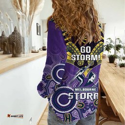 Storm Rugby Women Casual Shirt Go Melbourne Aboriginal Mix Polynesian Pattern