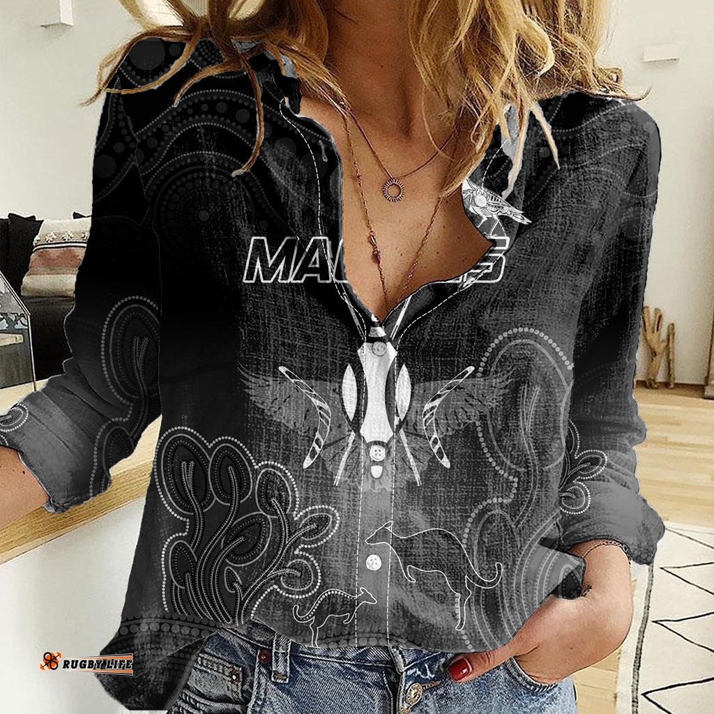 Collingwood Football Women Casual Shirt Magpies The Starry Night Indigenous