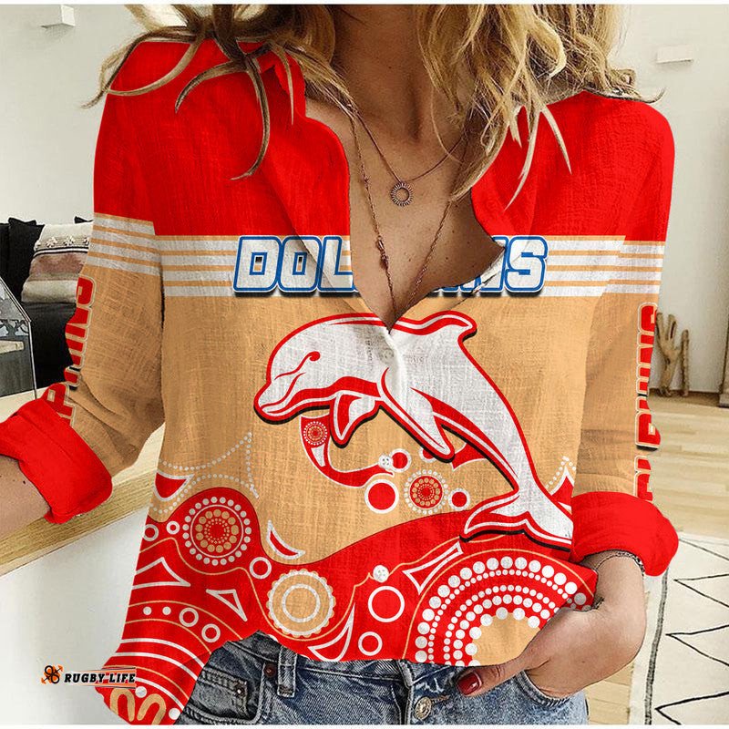 Custom Personalised Dolphins Rugby Casual Shirt Aboriginal Simple