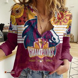 Custom NRL Broncos Champions 2023 Women Casual Shirt Proud Newcastle Aboriginal Vibe