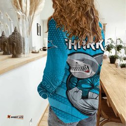 Sharks Rugby Women Casual Shirt Go Sharkies Aboriginal Sporty Version