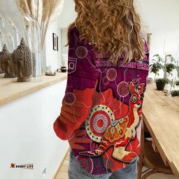 Queenslanders Rugby Women Casual Shirt NAIDOC Week 2022 Aboriginal Style