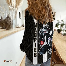 Magpies Football Women Casual Shirt Collingwood 1892 Indigenous Sporty Style