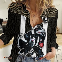 Magpies Football Women Casual Shirt Collingwood 1892 Indigenous Sporty Style