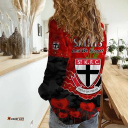 St Kilda Saints Football ANZAC Women Casual Shirt Lest We Forget